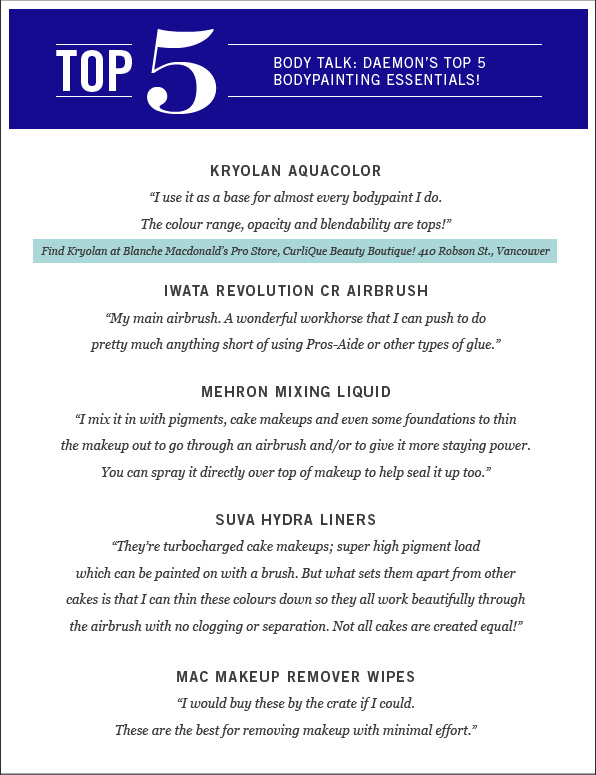 Daemon's Top 5 Bodypaint Makeup Esssentials