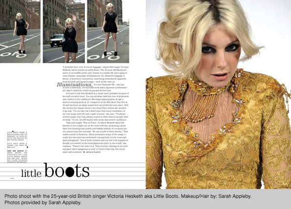 Makeup and Hair for Victoria Hesketh, aka Little Boots, by Sarah Appleby, makeup school graduate of Blanche Macdonald Centre