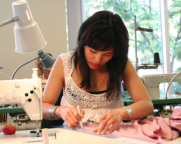 Fashion Design students working on projects