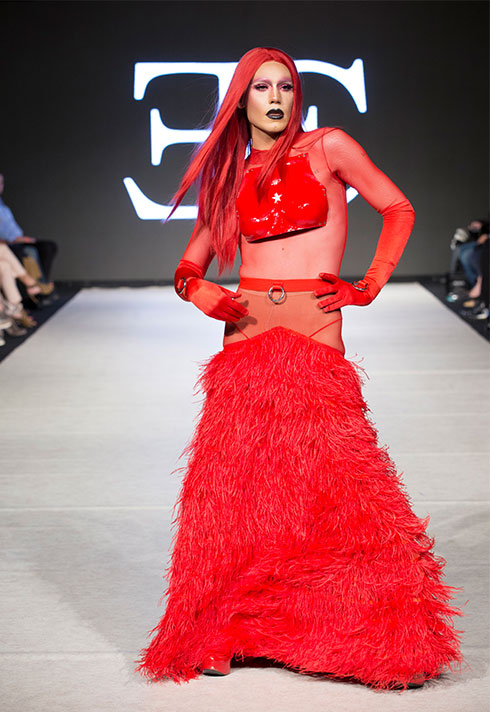 top fashion design school graduate evan clayton vfw jane smoker red feathers