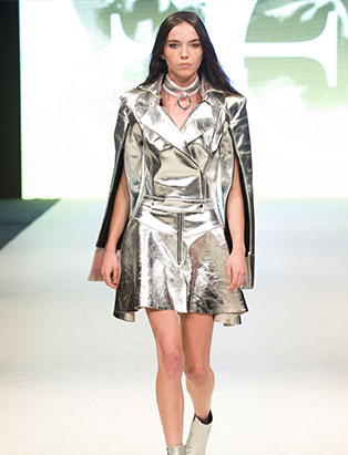 top fashion design school graduate evan clayton vfw metallic bolero