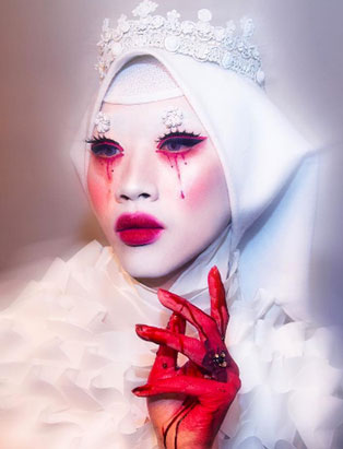 makeup artist turned instructor timothy hung bleeding religious figure creative