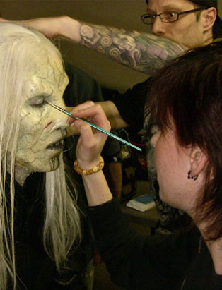 blanche macdonald fx makeup instructor holland miller applying alien