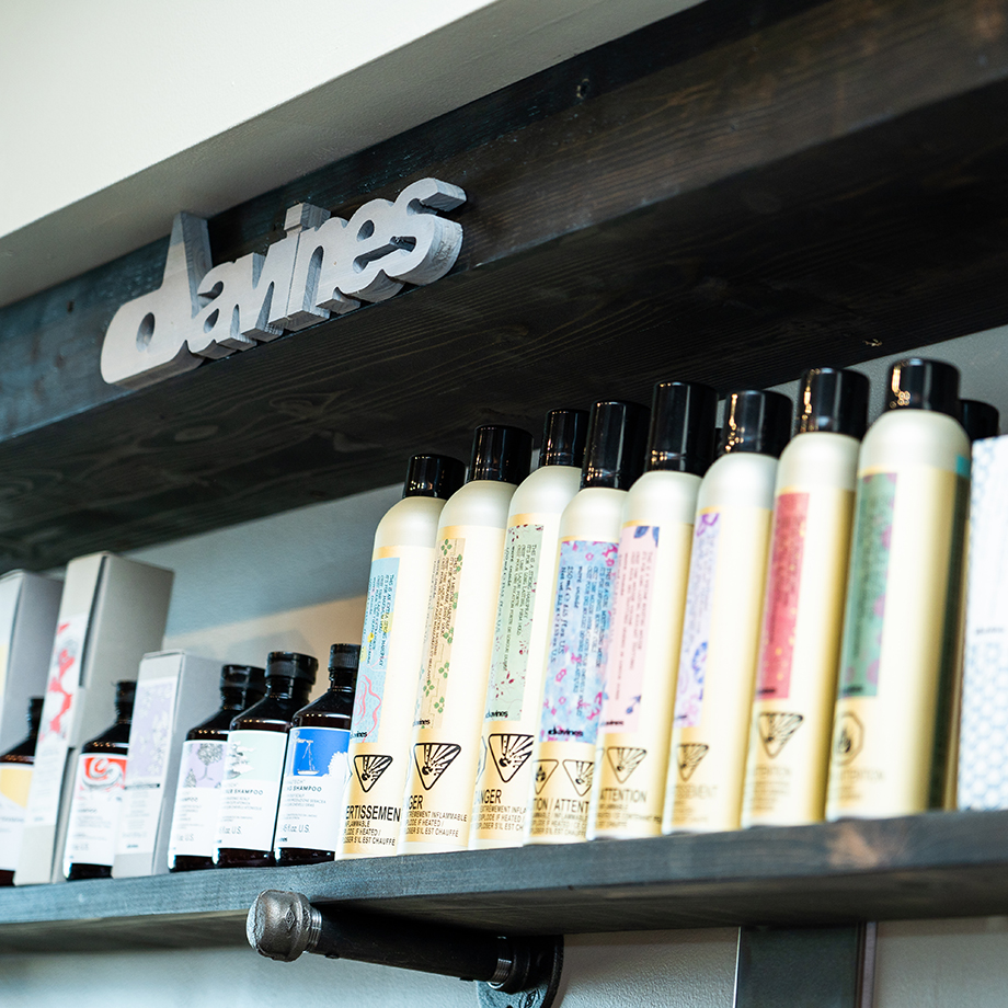 davines products on shelf flowsate hair salon gastown blanche macdonald centre pro hair school ana luisa valdes