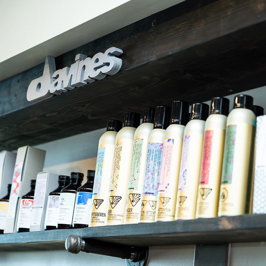 davines products on shelf flowsate hair salon gastown blanche macdonald centre pro hair school ana luisa valdes