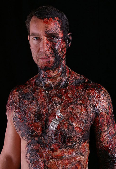 burn makeup on actor justin sain by leanne podavin