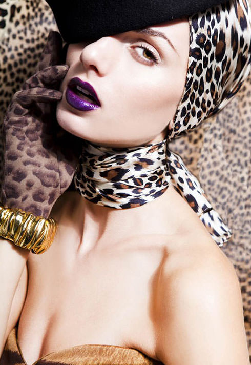 leopard print and purple lips by blair petty