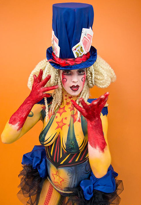 natacha trottier art world circus jester bodypainting