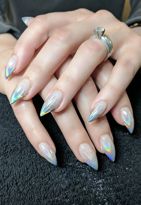 top beauty school graduate paige roy holographic nails