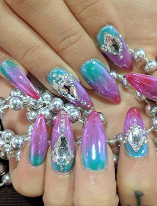 keiko matsui glam nail studio blue pink gradient nails