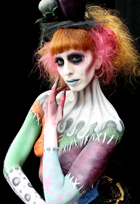circus full body artwork by bodypaint artist Jennifer Little