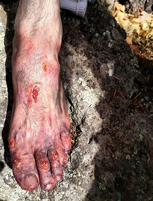 wounded foot makeup effects by pepper gallegos