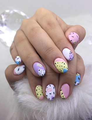 little mythy top nail school graduate 90s design nail art