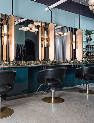 the glamoury luxury styling experience salon stations