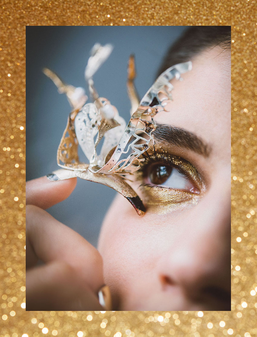 extreme gold butterfly nail macro sparkle