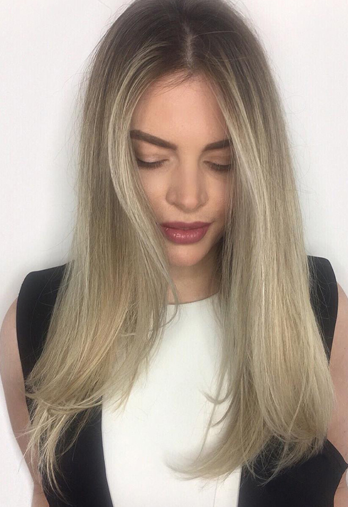 sabrina beltrano hair school dark root blonde