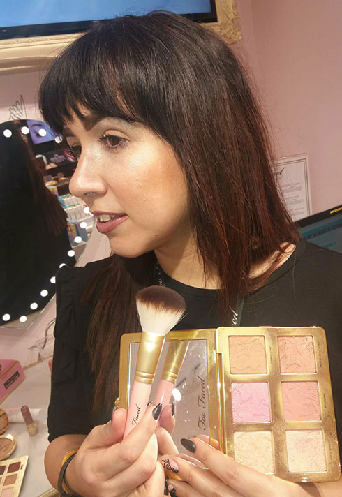 genevieve liska holding favourite too faced products
