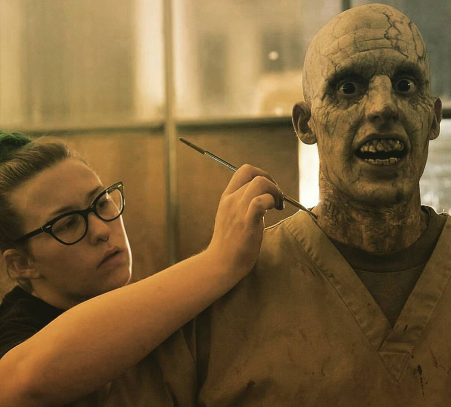 top film makeup graduate cayley giene painting zombie character