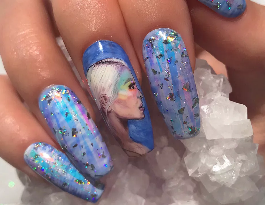 lana sheen crystal nails hand painted portrait bmc grad nail artistry