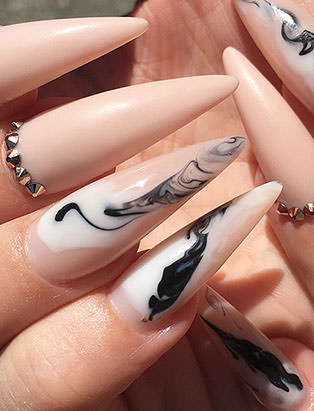 Blanche Macdonald instructor and nail artist Alejandra Ramazzi's marbled nail creation