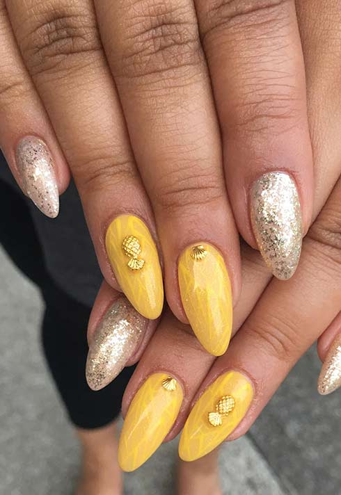 Pineapple nails by Blanche Macdonald Nail Studio graduate Alejandra Ramazzini