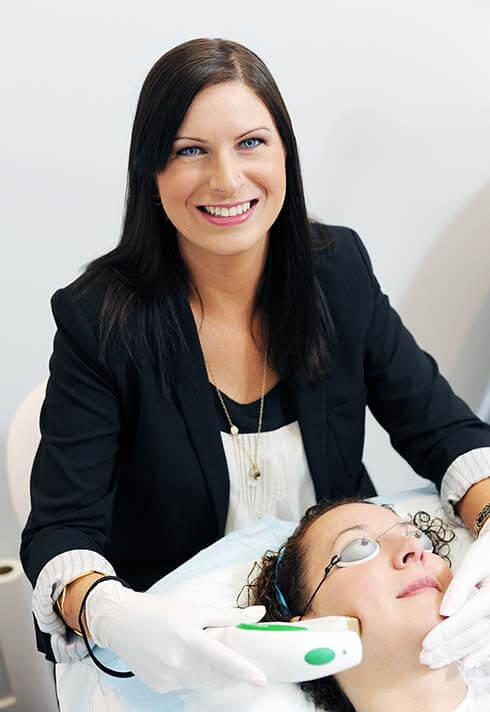 esthetics school graduate catherine nordman performs a medi spa treatment at la derma medical aesthetics in vancouver