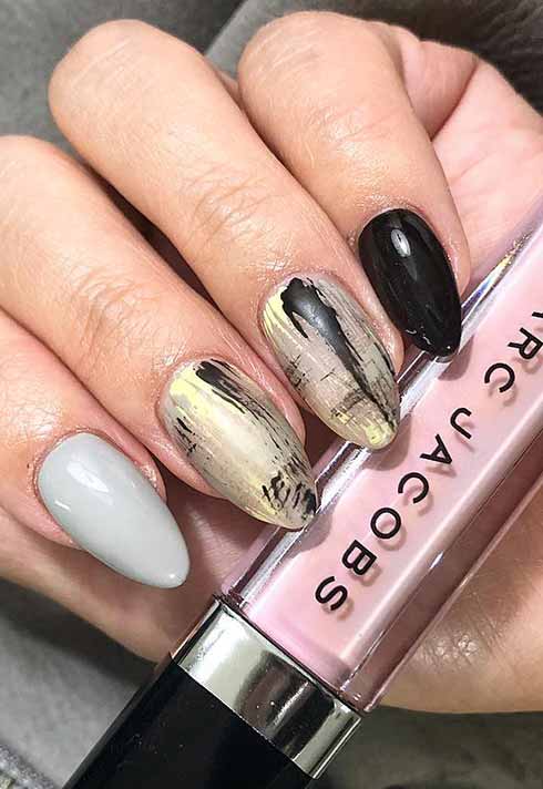 edgy painterly nail set vancouver nail artist