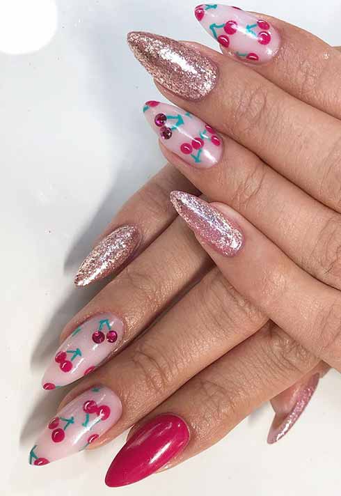 cute cherry nail art