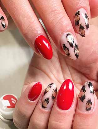 red and leopard print nail art set