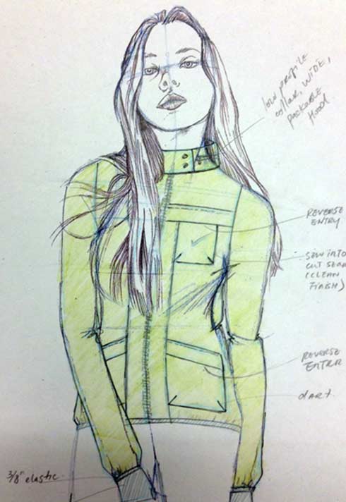 Nike technical womenswear sketch by FD grad Theola wong