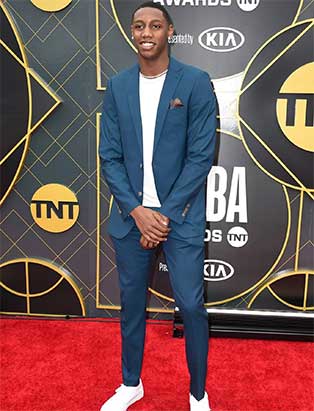 NBA Player RJ Barrett in Chatham Teal Indochino Suit