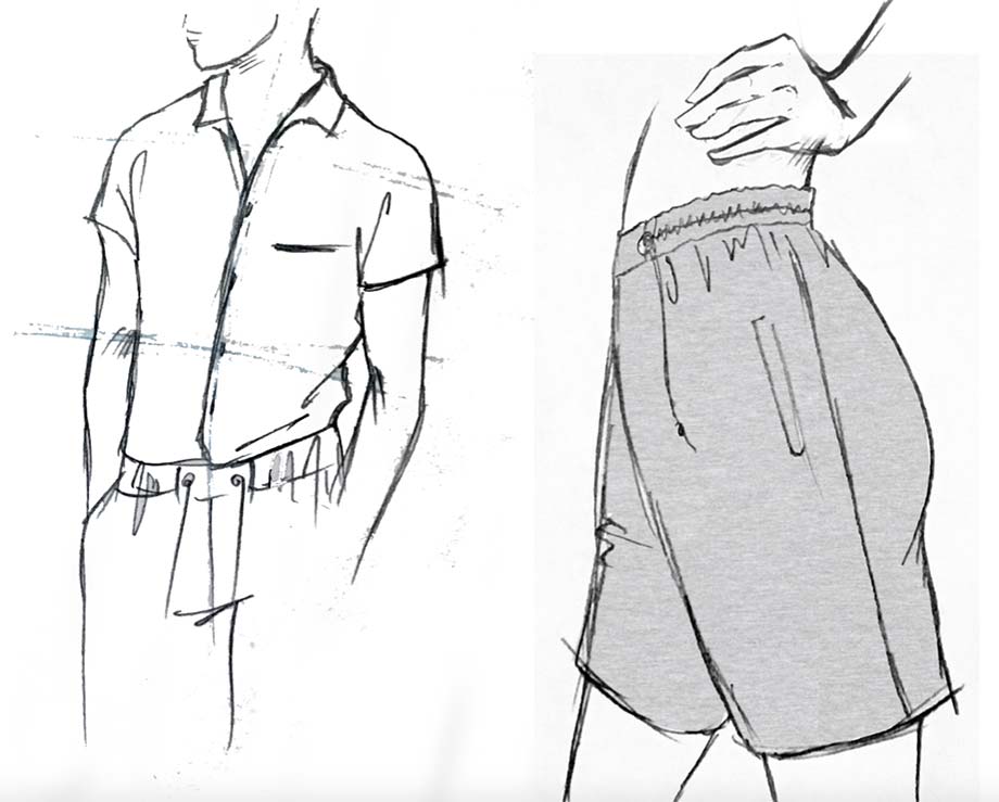 Nike activewear sketch button up top and shorts by Theola Wong