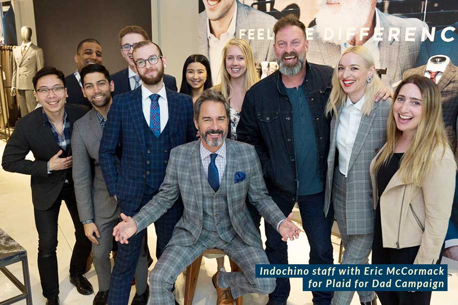 Actor Eric McCormack for Indochino's Plaid for Dad Custom Suit Campaign