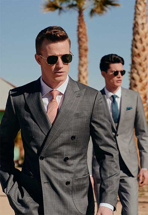 Pink Tie, Gray Suit, Aviator style: Indochino Custom Made Menswear
