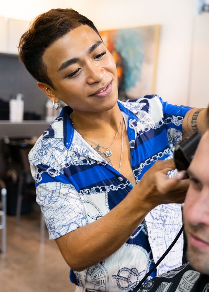 Coco Manzano, Blanche Grad, hairstylist, salon, pro, professional, Vancouver, Blanche MacDonald, hairdresser, stylist, wedding, cuts, styles, hair, happy, friendly, working