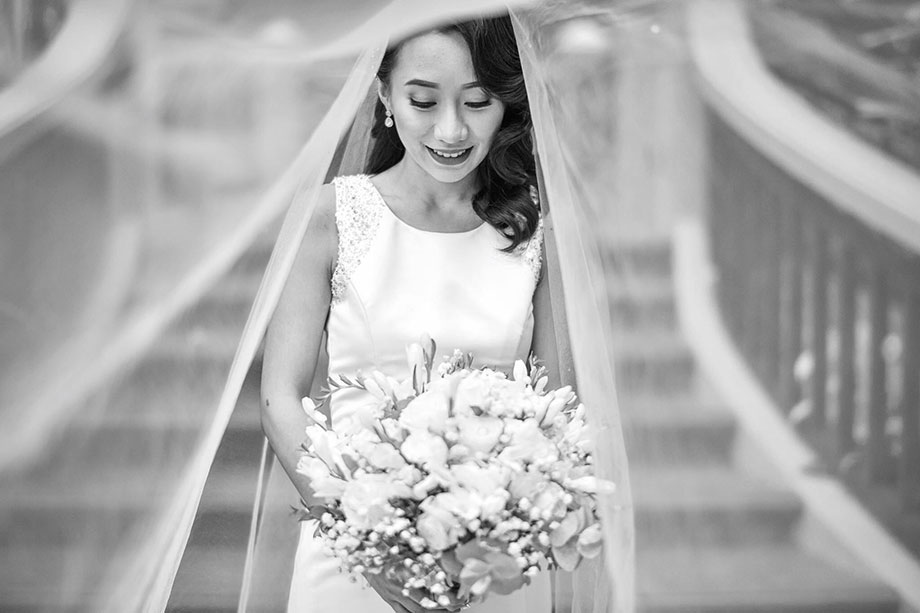 Coco Manzano, Blanche Grad, hairstylist, salon, pro, professional, Vancouver, Blanche MacDonald, hairdresser, stylist, wedding, cuts, styles, hair, veil, dreamy, bride, flowers, classic, curls, side-part