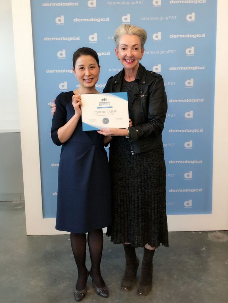 Tomoko Tajima receiving Expert certification for Demalogica