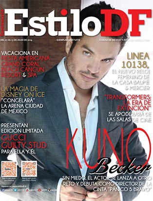 Kuno Becker makeup on cover of EstiloDF magazine by Blanche Macdonald graduate Alejandra Hernandez