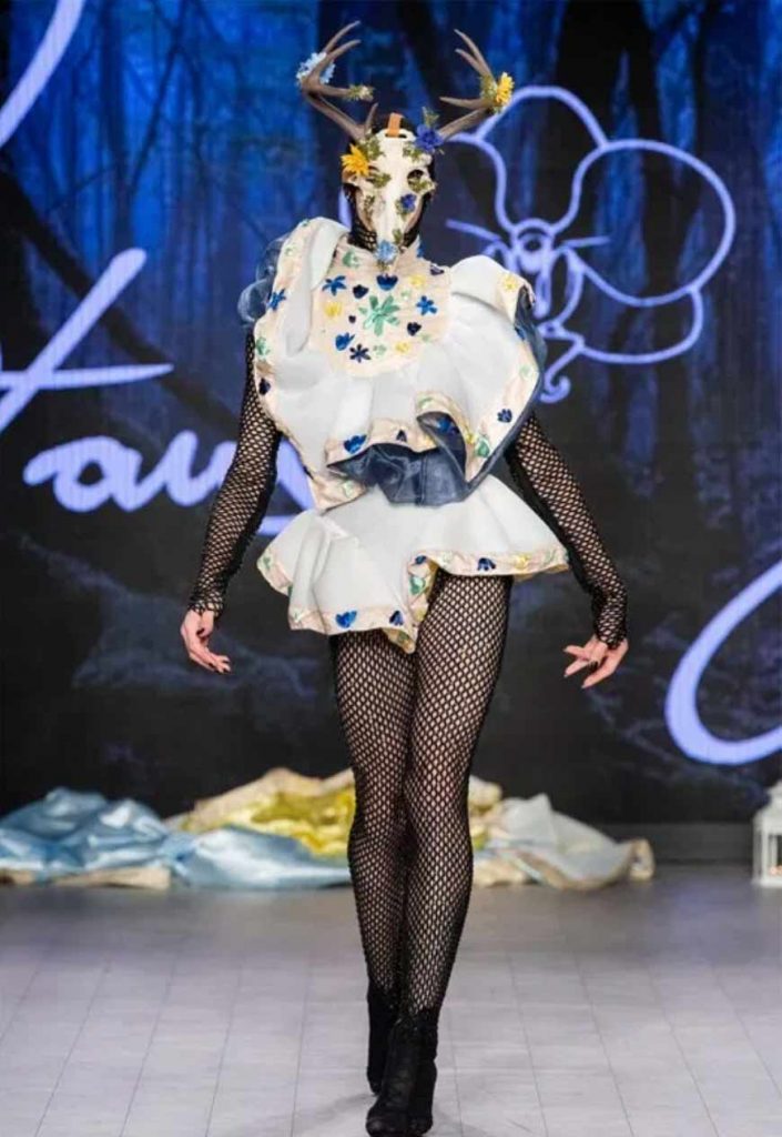 horned runway look from Vancouver Fashion Week by Peter Zuk