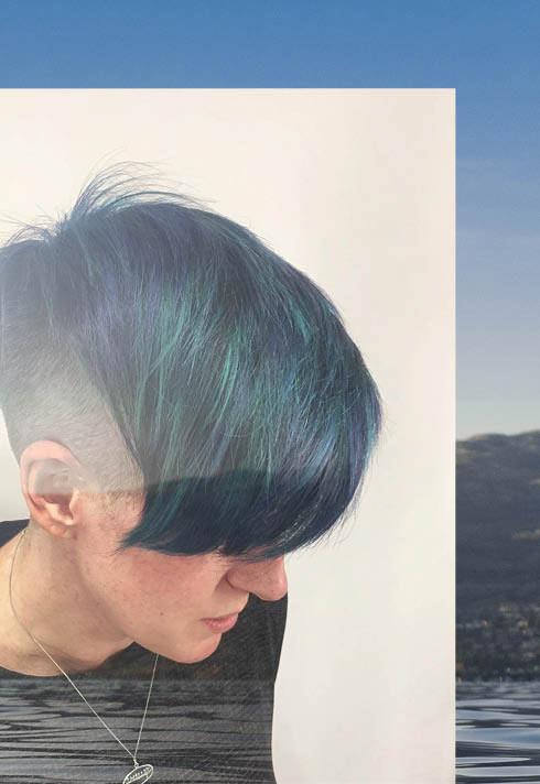 Camille Petit BMC pro hair graduate green and blue short hair