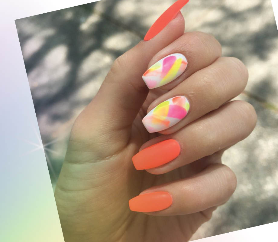 beauty boutique owner and BMC grad Catherine Tsang neon-themed manicure