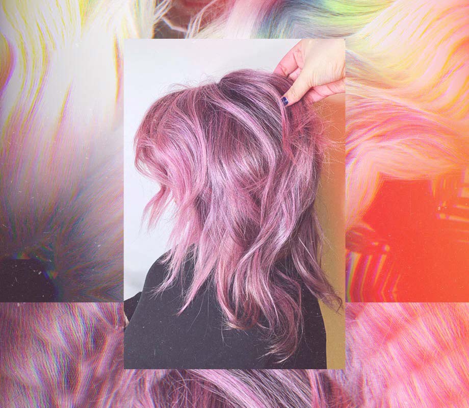light purple wavy hairdo by Nessa Pineda Blanche Macdonald Pro Hair Graduate
