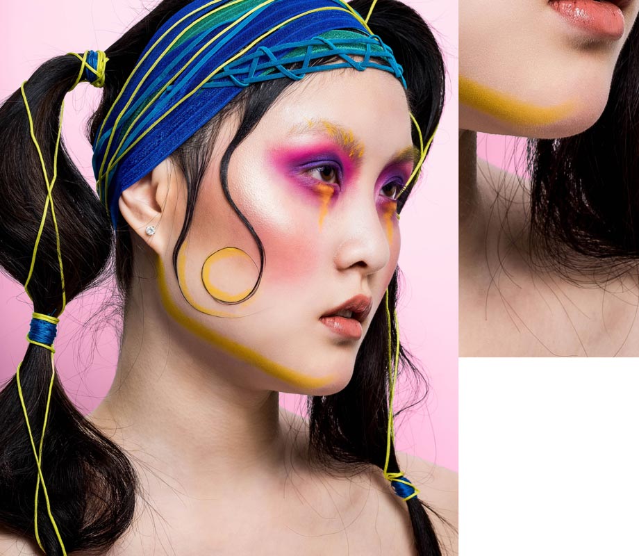 BMC graduate Tatiana Tavares' neon makeup for an editorial