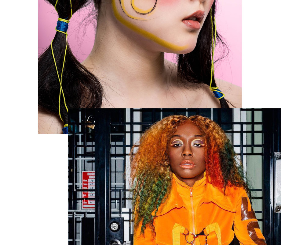 BMC graduate Tatiana Tavares' citrus makeup design for a 70s-themed editorial