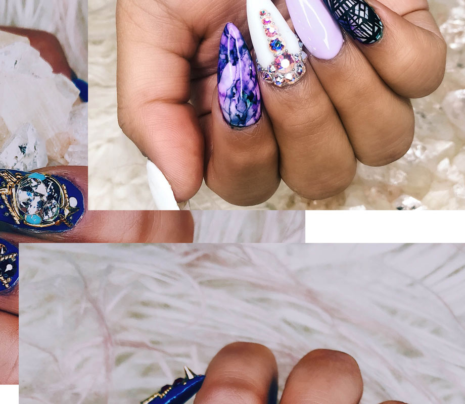 BMC graduate Tatiana Tavares' 90s purple and pastel nails