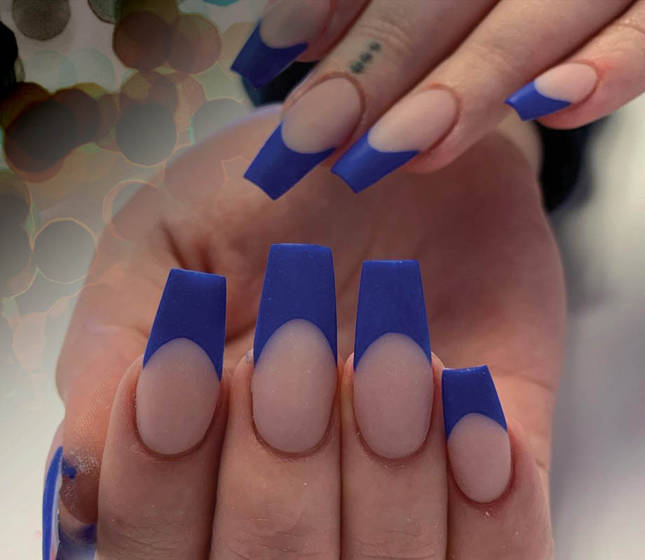 Sarah Deptuck's bold cobalt tips nail lounge designs