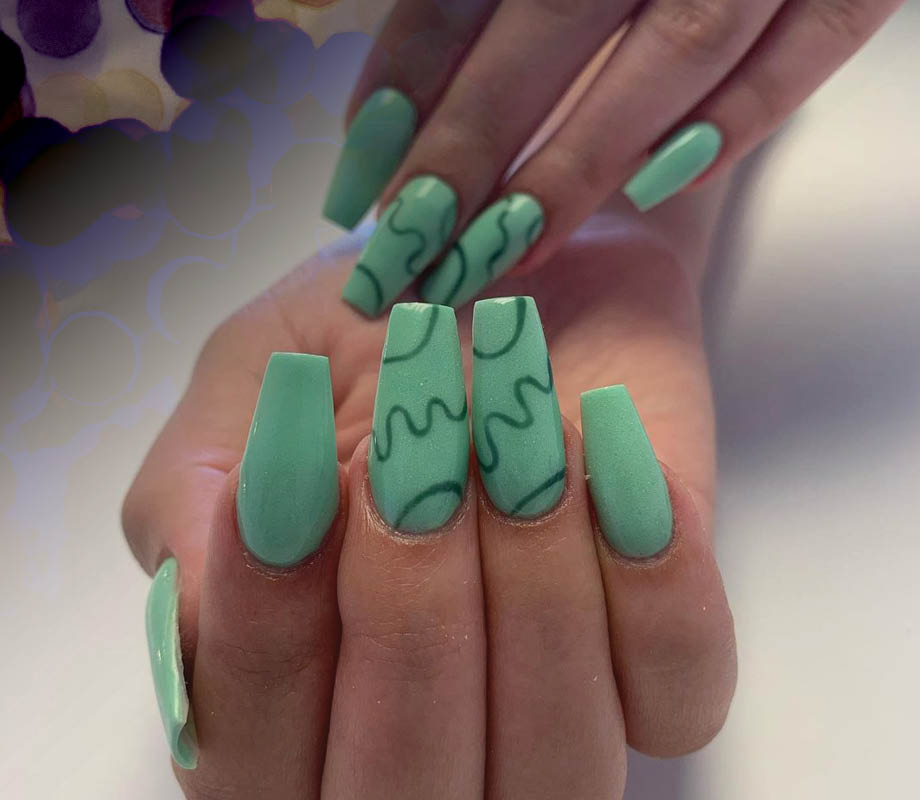 Sarah Deptuck's mint and squiggles nail lounge designs
