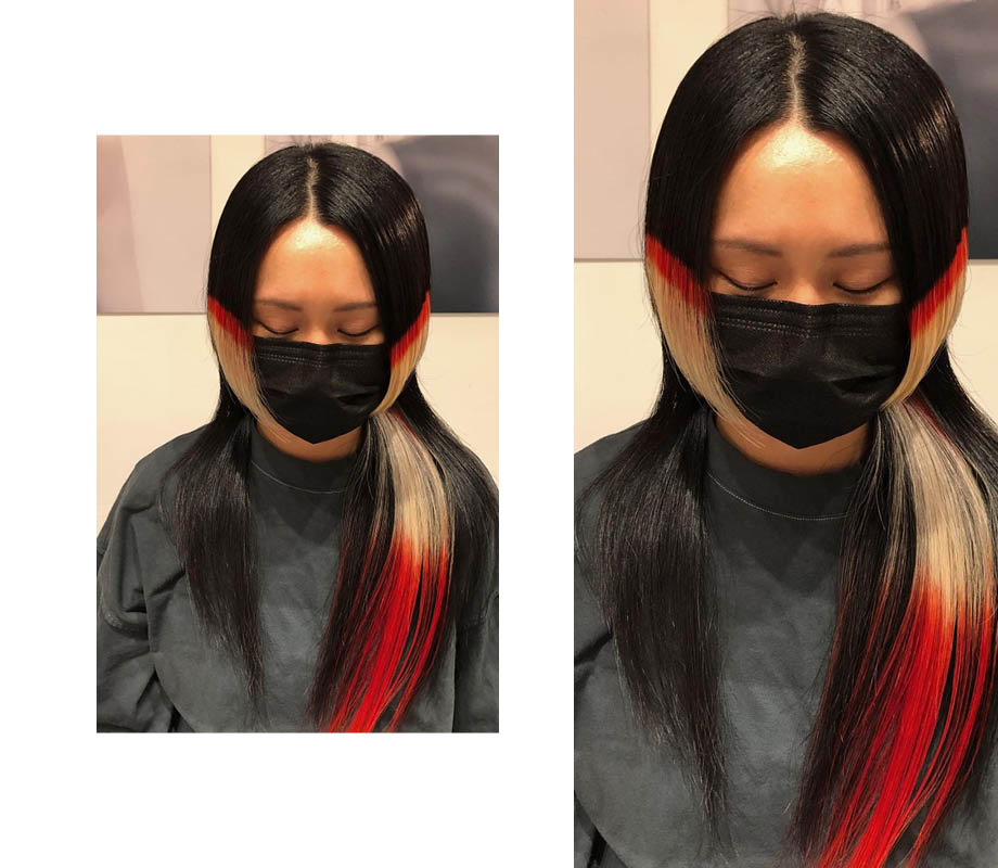 BMC Pro Hair Graduate Patrick Uy's dramatic red blonde and black dye job