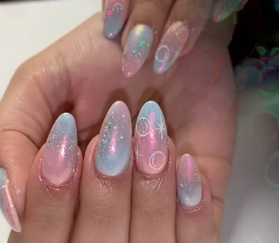 Sarah Deptuck, Blanche Macdonald Nail Studio graduate's matte unicorn nail design