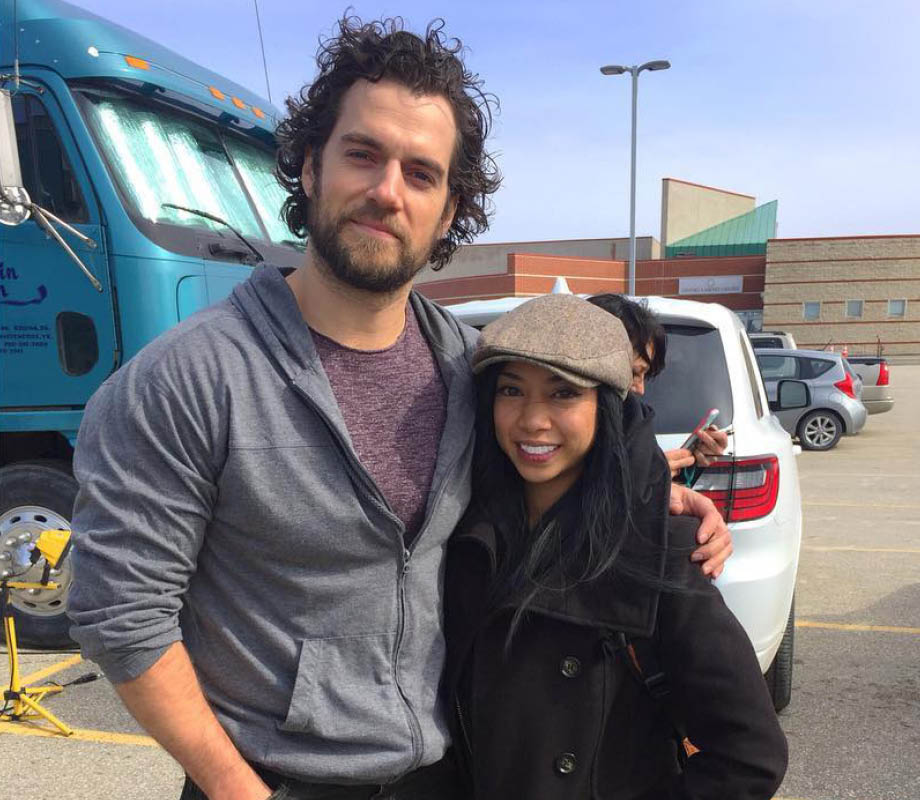 Blanche Macdonald graduate April Pangilinan on set with Henry Cavill